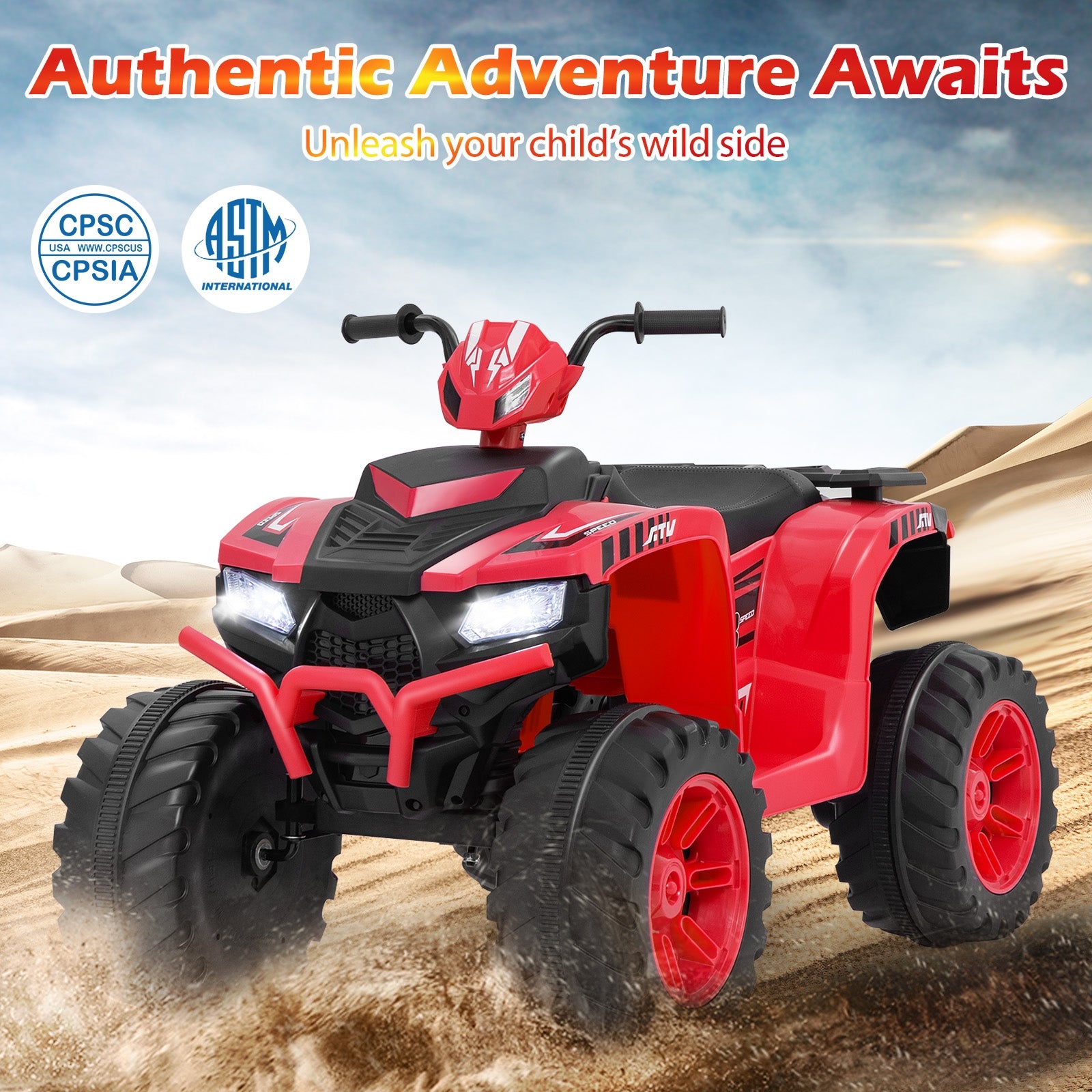 24V Kids Ride-On Electric ATV with Wireless Connection for Toddlers 3-8 Years Old, Red Powered Ride On Toys at Gallery Canada