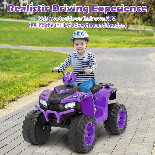 24V Kids Ride-On Electric ATV with Wireless Connection for Toddlers 3-8 Years Old, Purple Powered Ride On Toys Purple at Gallery Canada