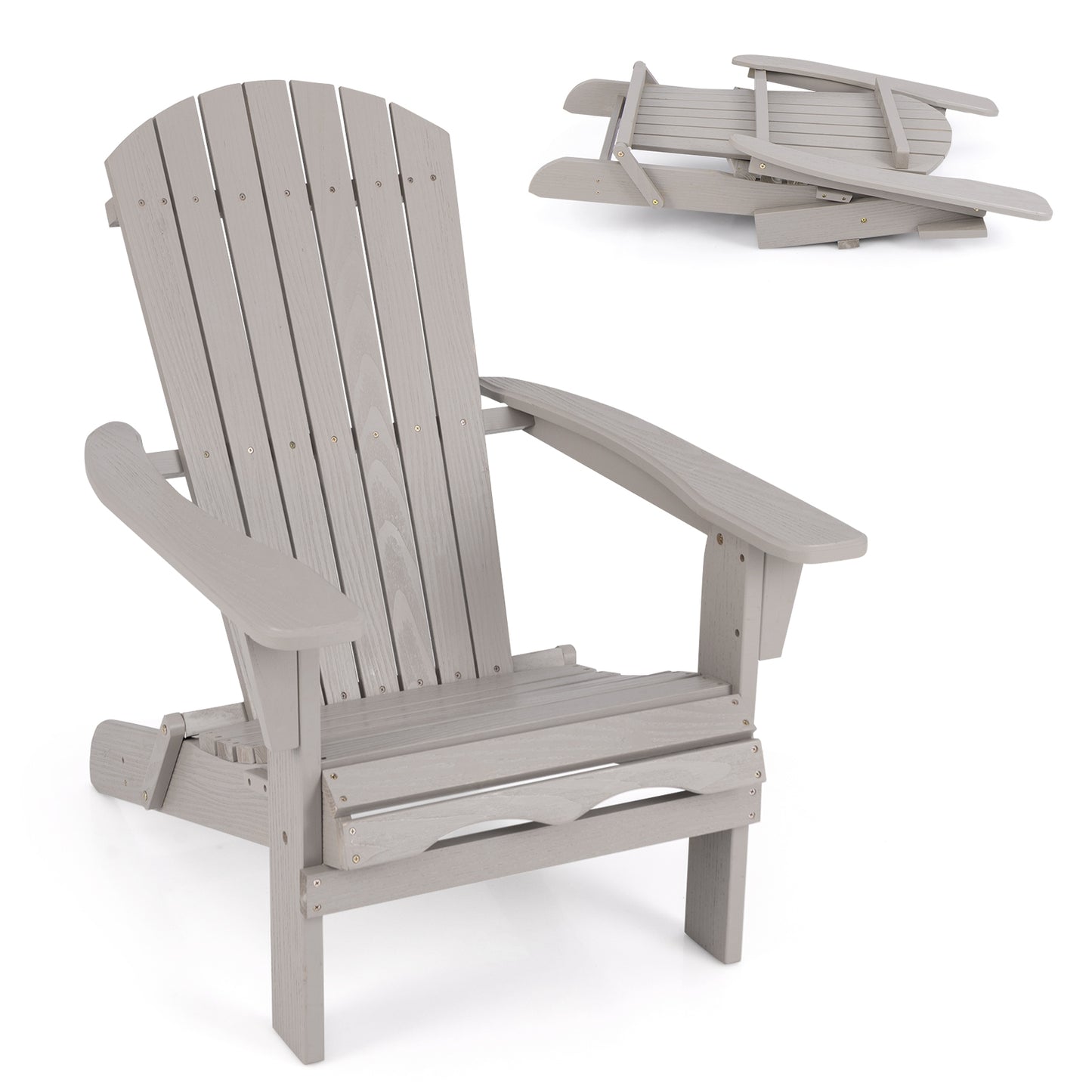 Folding Adirondack Chair, High Backrest, Wide Armrests, Gray Adirondack Chairs at Gallery Canada