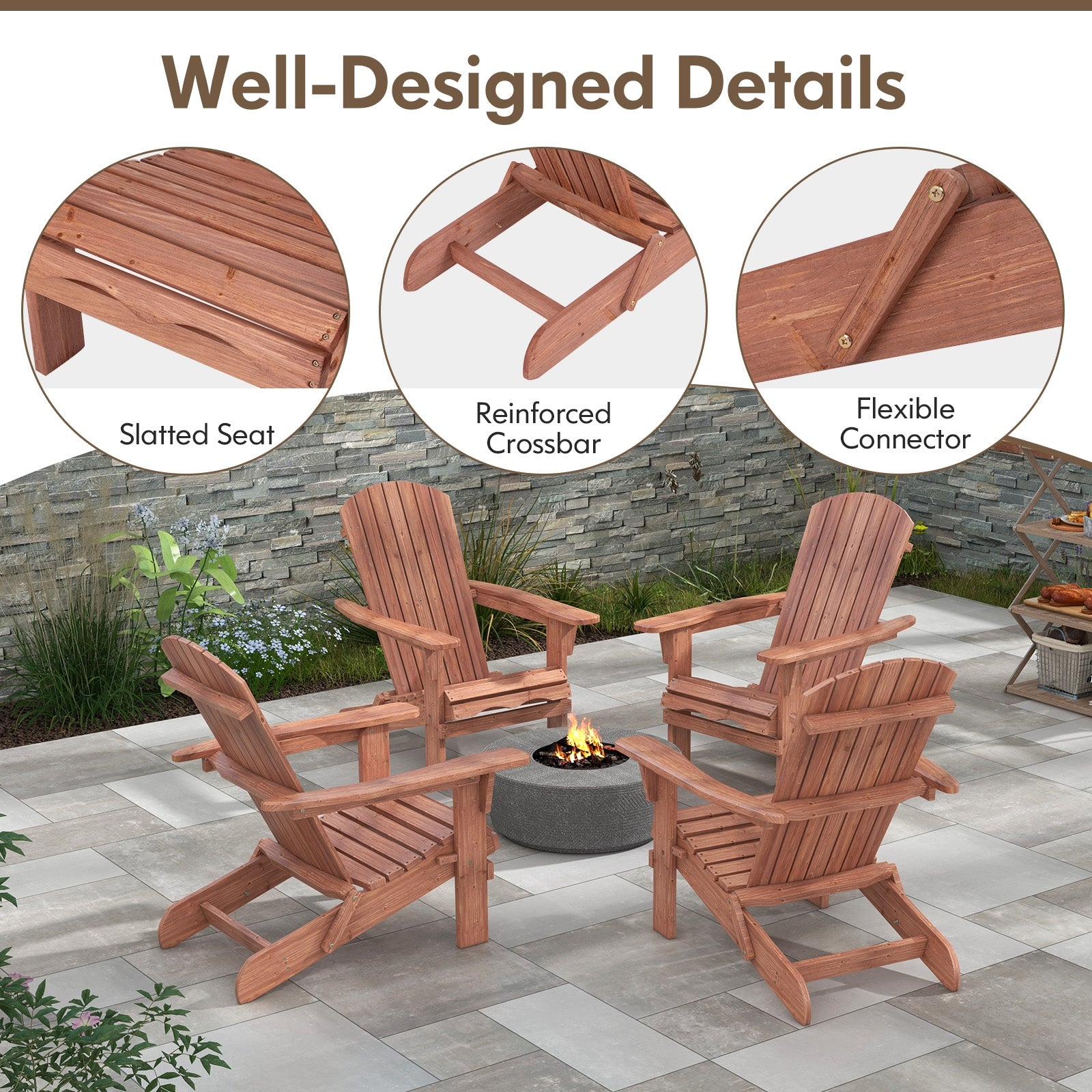 Folding Adirondack Chair Set, Brown Adirondack Chairs at Gallery Canada