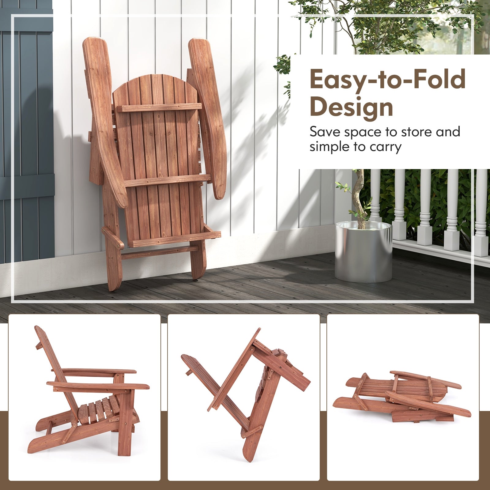 Folding Adirondack Chair Set, Brown Adirondack Chairs at Gallery Canada