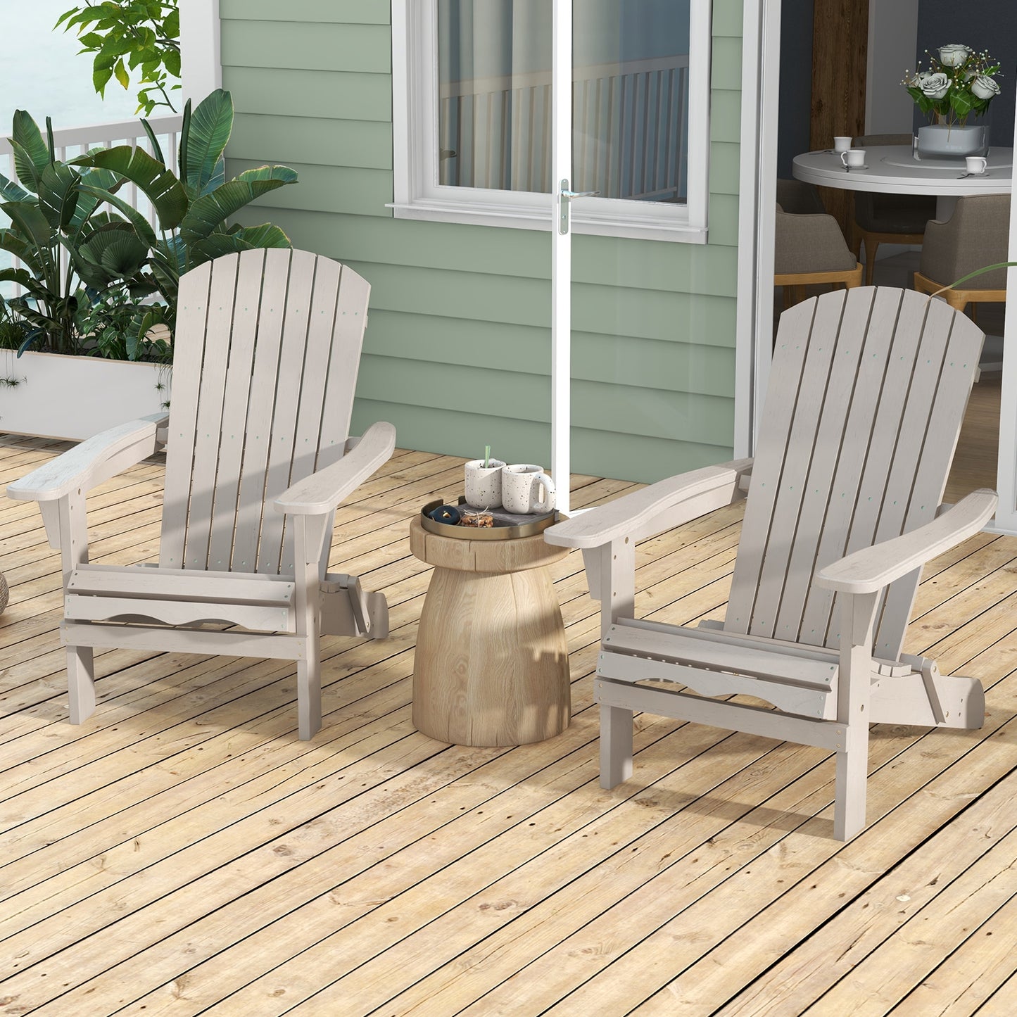 Folding Adirondack Chair Set, High Backrest, Wide Armrests, Gray Adirondack Chairs at Gallery Canada