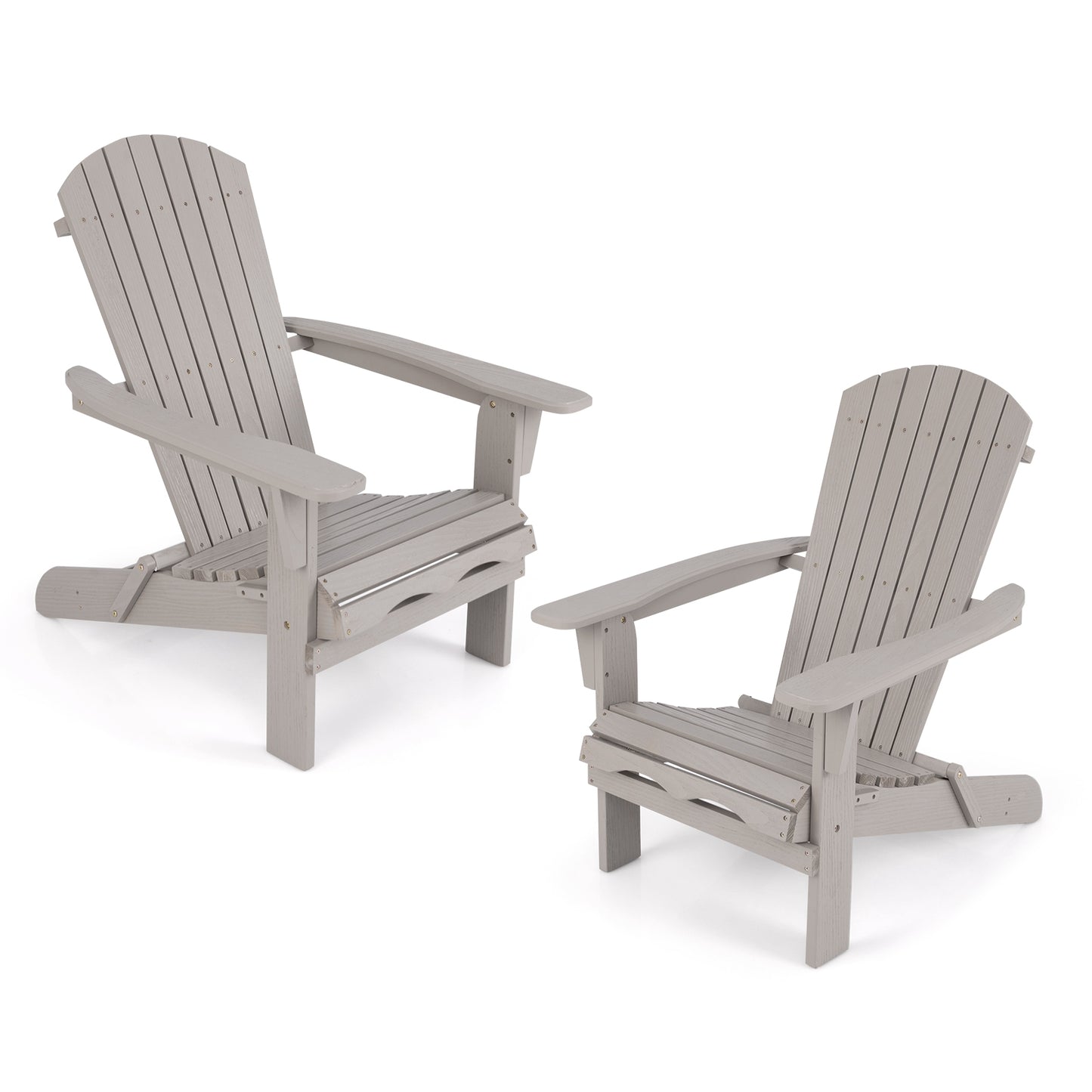 Folding Adirondack Chair Set, High Backrest, Wide Armrests, Gray Adirondack Chairs Gray at Gallery Canada