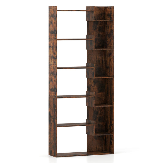 6-Tier Wooden Bookcase, Open Display Shelf, Rustic Brown Bookcases Rustic Brown at Gallery Canada
