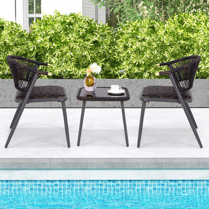 3 Pieces Patio Rattan Furniture Set for Backyard Poolside-Brown and Black, Brown Patio Conversation Sets at Gallery Canada