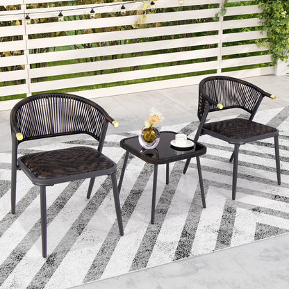 3 Pieces Patio Rattan Furniture Set for Backyard Poolside-Brown and Black, Brown Patio Conversation Sets at Gallery Canada