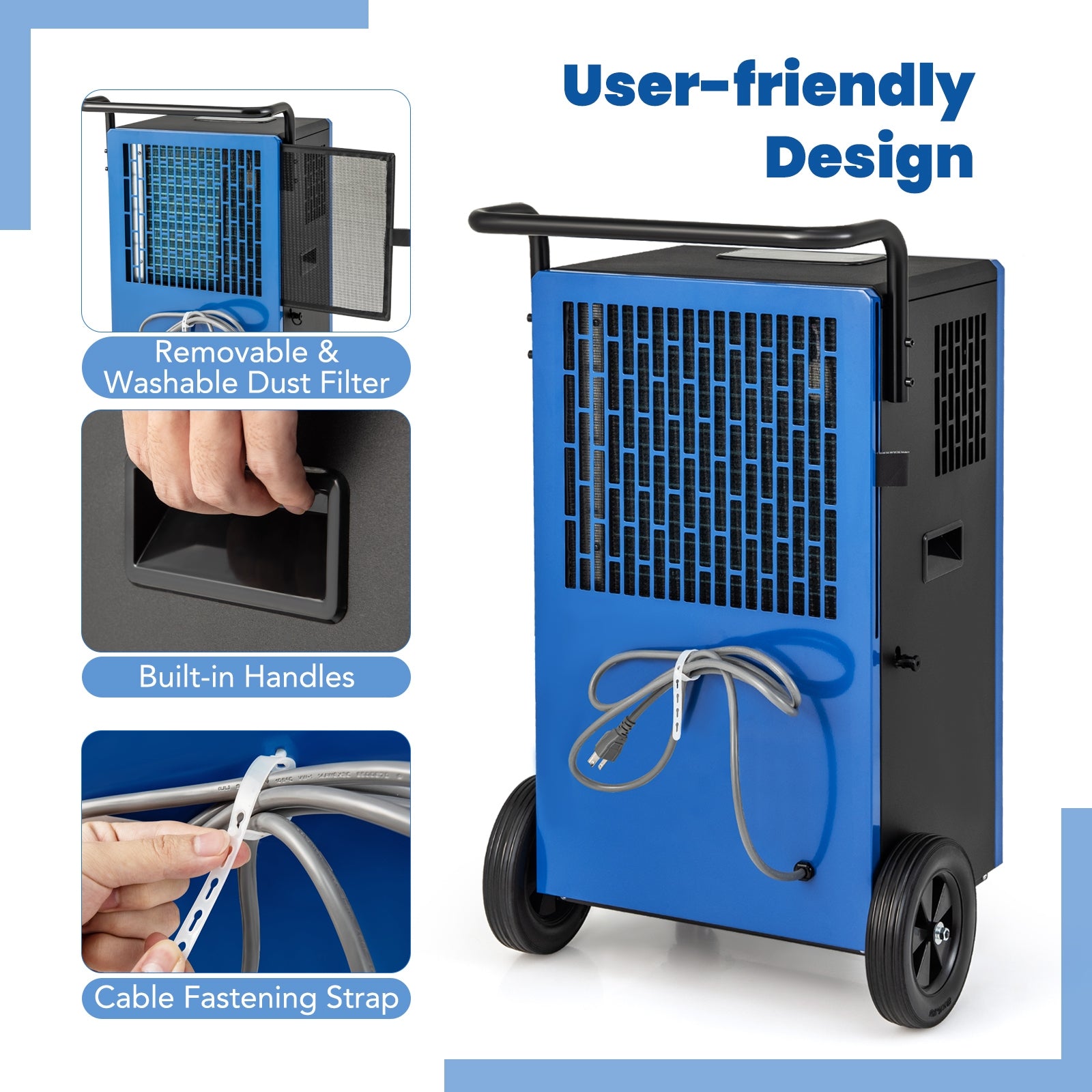 215 Pints 8000 Sq.Ft Commercial Dehumidifier For Home and Basement with 24H Timer, Blue Dehumidifiers at Gallery Canada