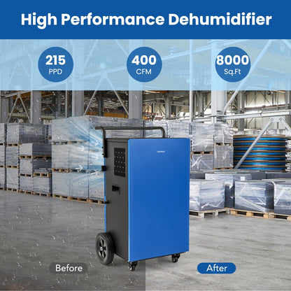215 Pints 8000 Sq.Ft Commercial Dehumidifier For Home and Basement with 24H Timer, Blue Dehumidifiers at Gallery Canada