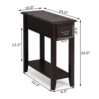 2 Tier Sofa Side Table With Drawer, Shelf, Dark Brown End & Side Tables at Gallery Canada
