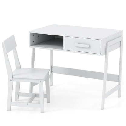 Kids Desk and Chair Set with Storage Drawer and Hutch, White Kids Table & Chair Sets at Gallery Canada