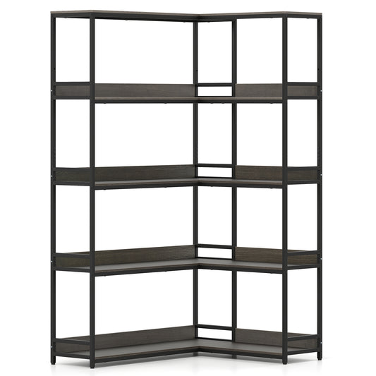 Corner Bookshelf, 5-Tier L-Shaped Bookcase, Oak Bookcases Oak at Gallery Canada