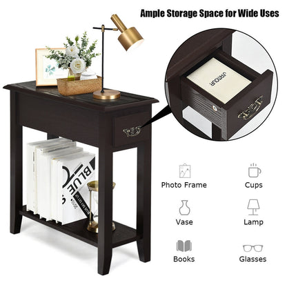 2 Tier Sofa Side Table With Drawer, Shelf, Dark Brown End & Side Tables at Gallery Canada