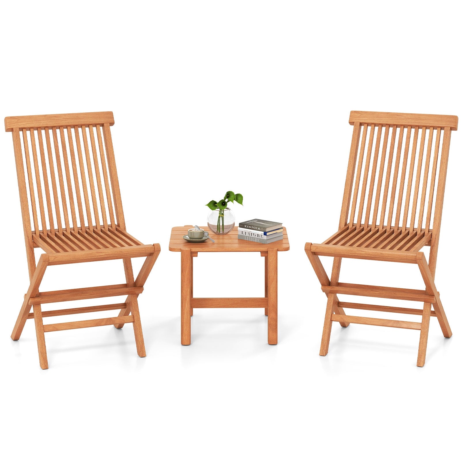 3 Piece Folding Patio Bistro Set, Natural Patio Conversation Sets at Gallery Canada