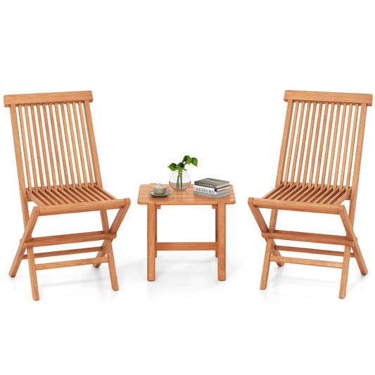 3 Piece Folding Patio Bistro Set, Natural Patio Conversation Sets Natural at Gallery Canada