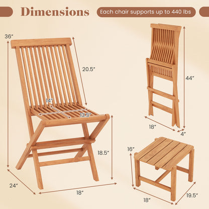 3 Piece Folding Patio Bistro Set, Natural Patio Conversation Sets at Gallery Canada