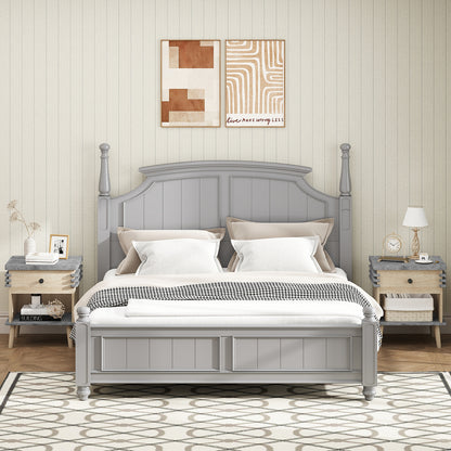 3-Tier Bedside Table Nightstand with Antique Grey Faux Marble Top-Grey, Gray Nightstands at Gallery Canada