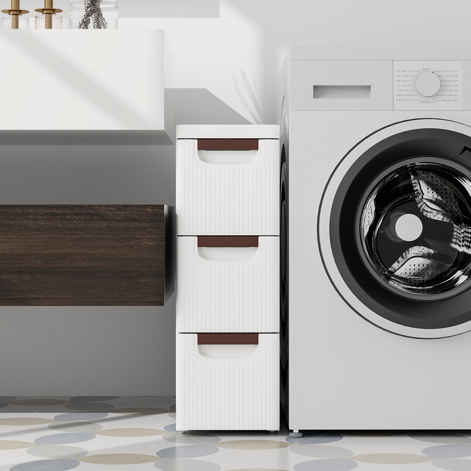 3/4/5/6-Drawer Rolling Organizer Unit Narrow Storage Cabinet with Built-In Wheels for Small Space-3-Drawer, White Dressers & Chests at Gallery Canada