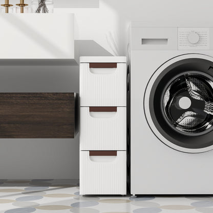 3/4/5/6-Drawer Rolling Organizer Unit Narrow Storage Cabinet with Built-In Wheels for Small Space-3-Drawer, White Dressers & Chests at Gallery Canada