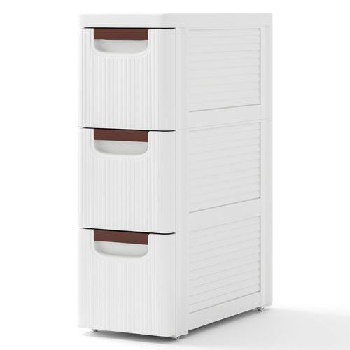 3-Drawer Rolling Organizer Unit, Narrow Storage Cabinet, White