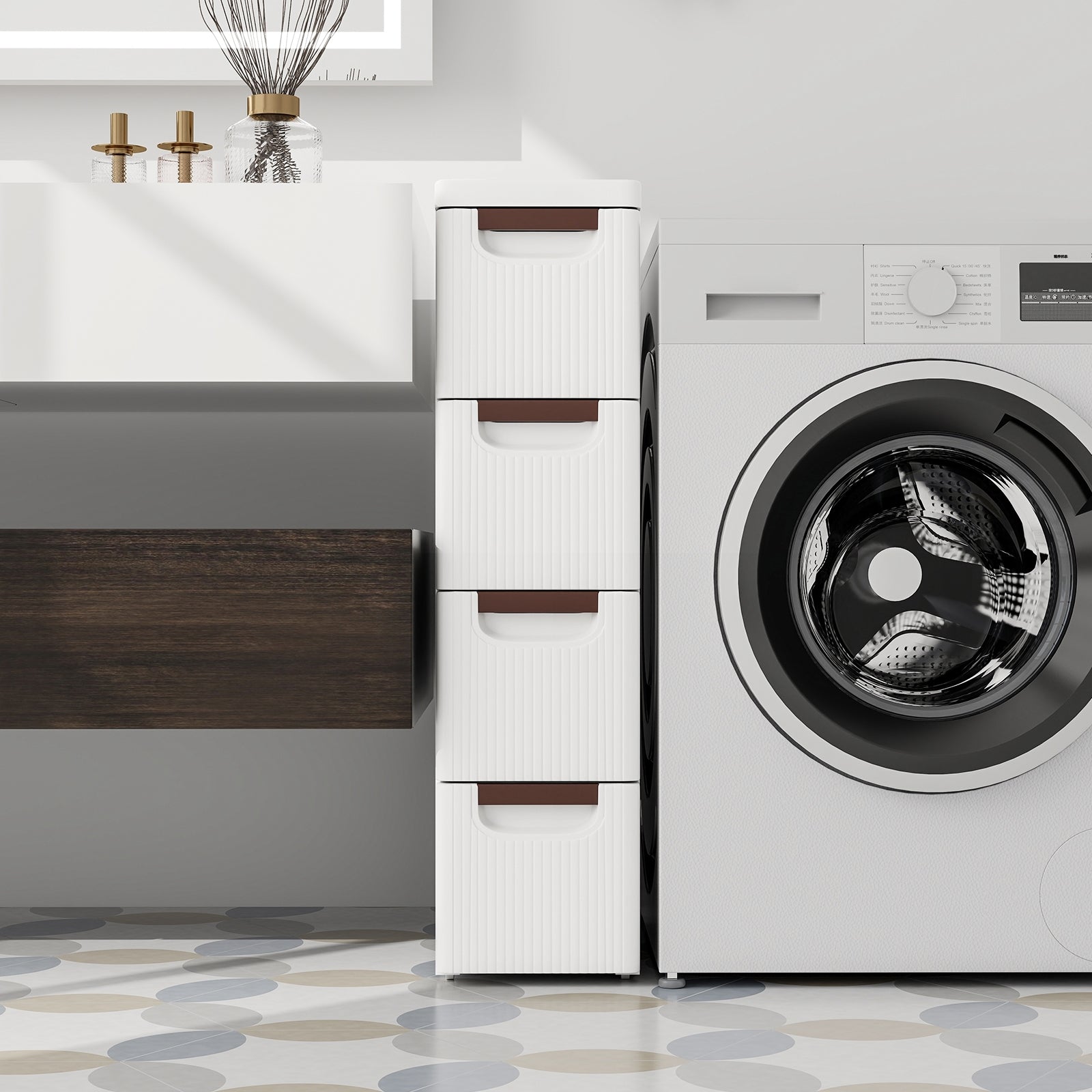 3/4/5/6-Drawer Rolling Organizer Unit Narrow Storage Cabinet with Built-In Wheels for Small Space-4-Drawer, White Dressers & Chests at Gallery Canada