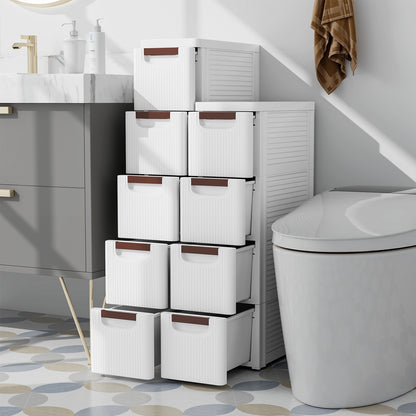 3/4/5/6-Drawer Rolling Organizer Unit Narrow Storage Cabinet with Built-In Wheels for Small Space-4-Drawer, White Dressers & Chests at Gallery Canada