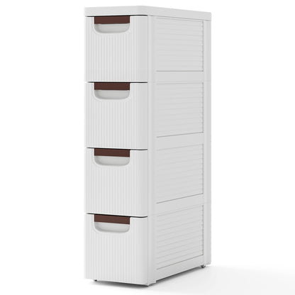 3/4/5/6-Drawer Rolling Organizer Unit Narrow Storage Cabinet with Built-In Wheels for Small Space-4-Drawer, White Dressers & Chests White at Gallery Canada