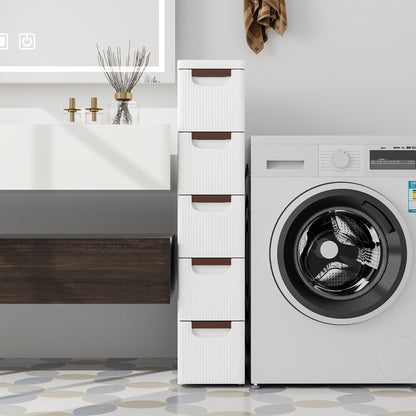 3/4/5/6-Drawer Rolling Organizer Unit Narrow Storage Cabinet with Built-In Wheels for Small Space-5-Drawer, White Dressers & Chests at Gallery Canada