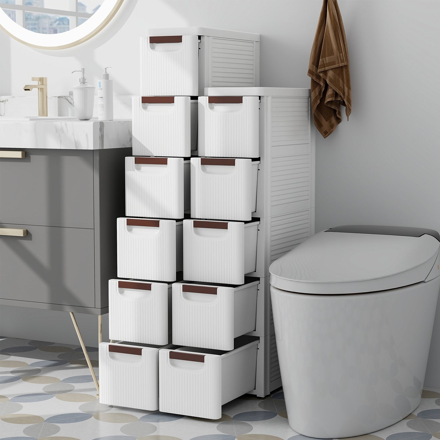 3/4/5/6-Drawer Rolling Organizer Unit Narrow Storage Cabinet with Built-In Wheels for Small Space-5-Drawer, White Dressers & Chests at Gallery Canada