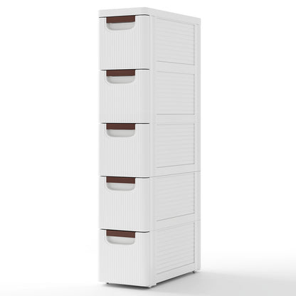 3/4/5/6-Drawer Rolling Organizer Unit Narrow Storage Cabinet with Built-In Wheels for Small Space-5-Drawer, White Dressers & Chests at Gallery Canada