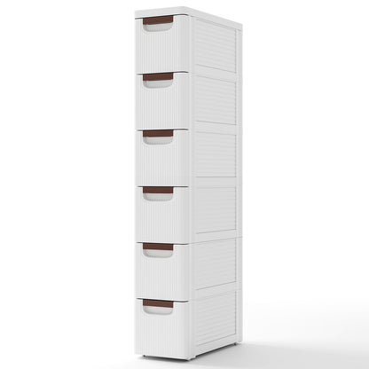 3/4/5/6-Drawer Rolling Organizer Unit Narrow Storage Cabinet with Built-In Wheels for Small Space-6-Drawer, White Dressers & Chests at Gallery Canada