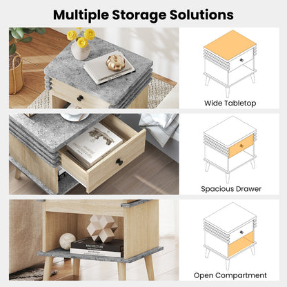 3-Tier Bedside Table Nightstand with Antique Grey Faux Marble Top-Grey, Gray Nightstands at Gallery Canada