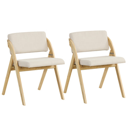 Set of 2 Folding Kitchen Dining Chairs with Rubber Wood Legs, Natural Dining Chairs at Gallery Canada