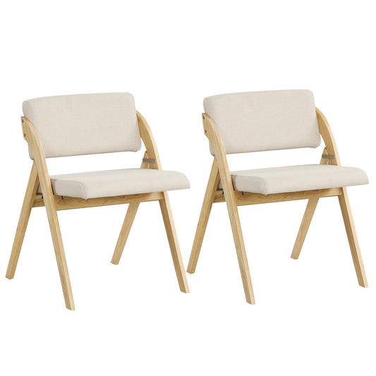 Set of 2 Folding Kitchen Dining Chairs with Rubber Wood Legs, Natural Dining Chairs Natural at Gallery Canada