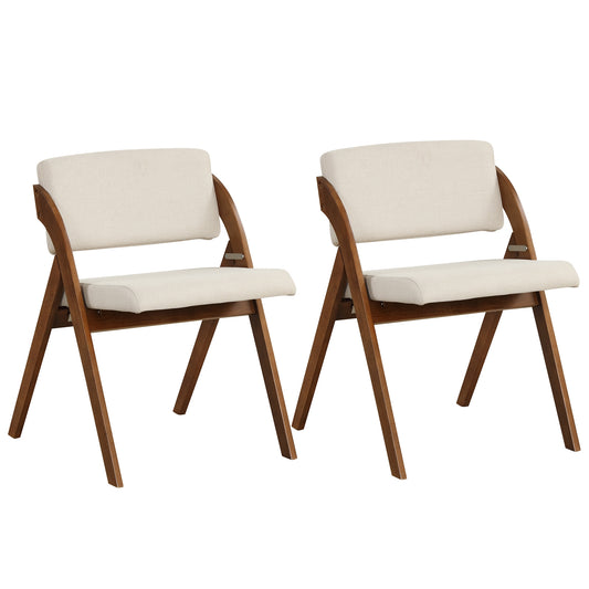 Set of 2 Folding Kitchen Dining Chairs, Rubber Wood Legs, Walnut Dining Chairs Walnut at Gallery Canada