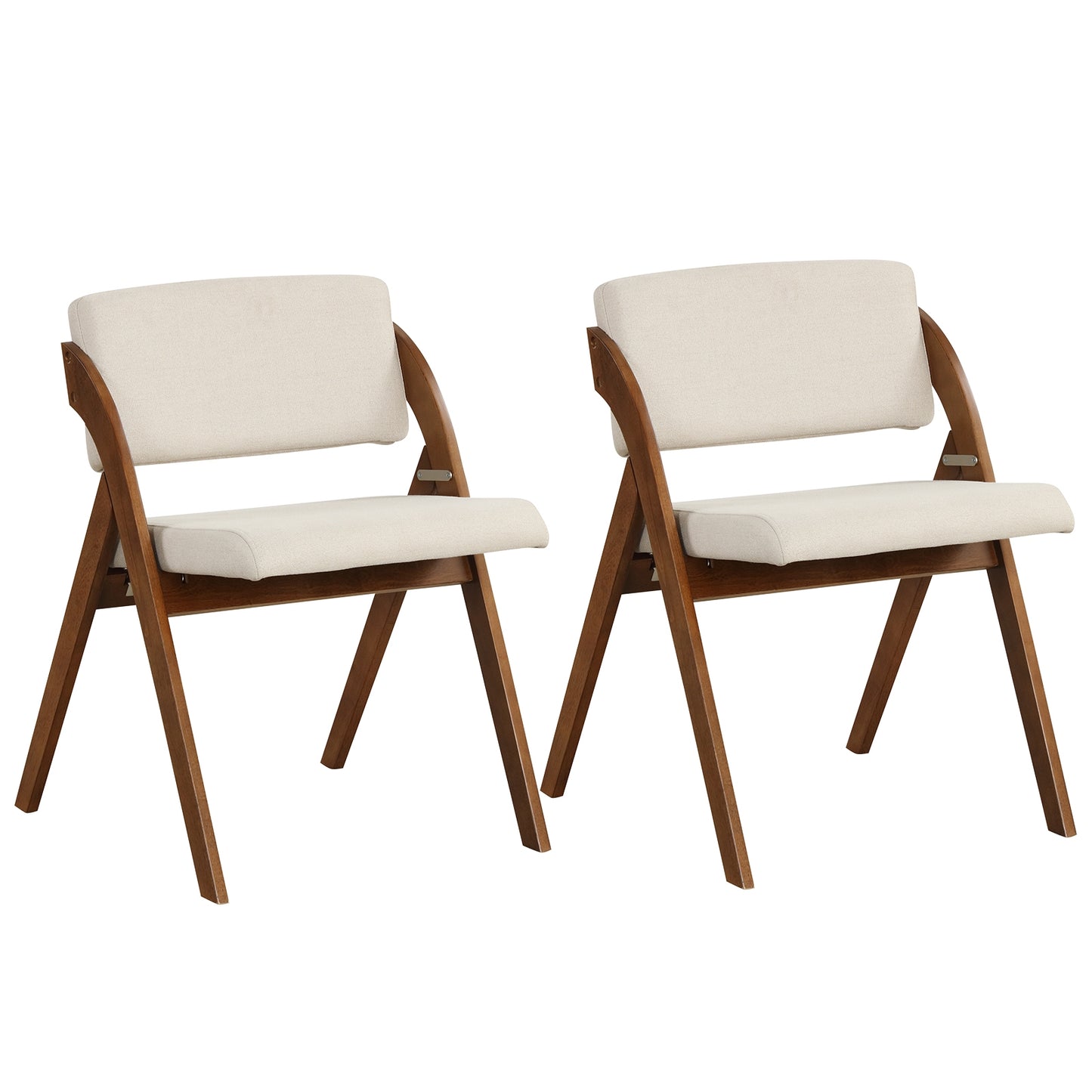 Set of 2 Folding Kitchen Dining Chairs, Rubber Wood Legs, Walnut Dining Chairs at Gallery Canada