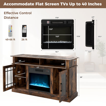 TV Stand With Electric Fireplace, LED Lights, Remote, 40 Inch, Rustic Brown Fireplaces at Gallery Canada
