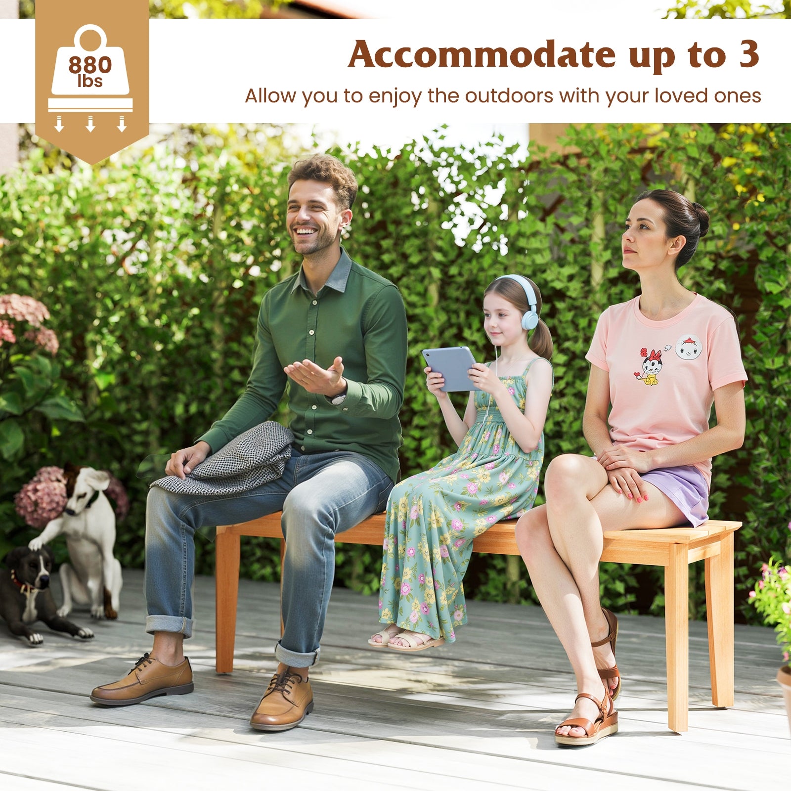 55 Inches Outdoor Teak Wood Bench with 880 LBS Weight Capacity, Natural Outdoor Benches at Gallery Canada