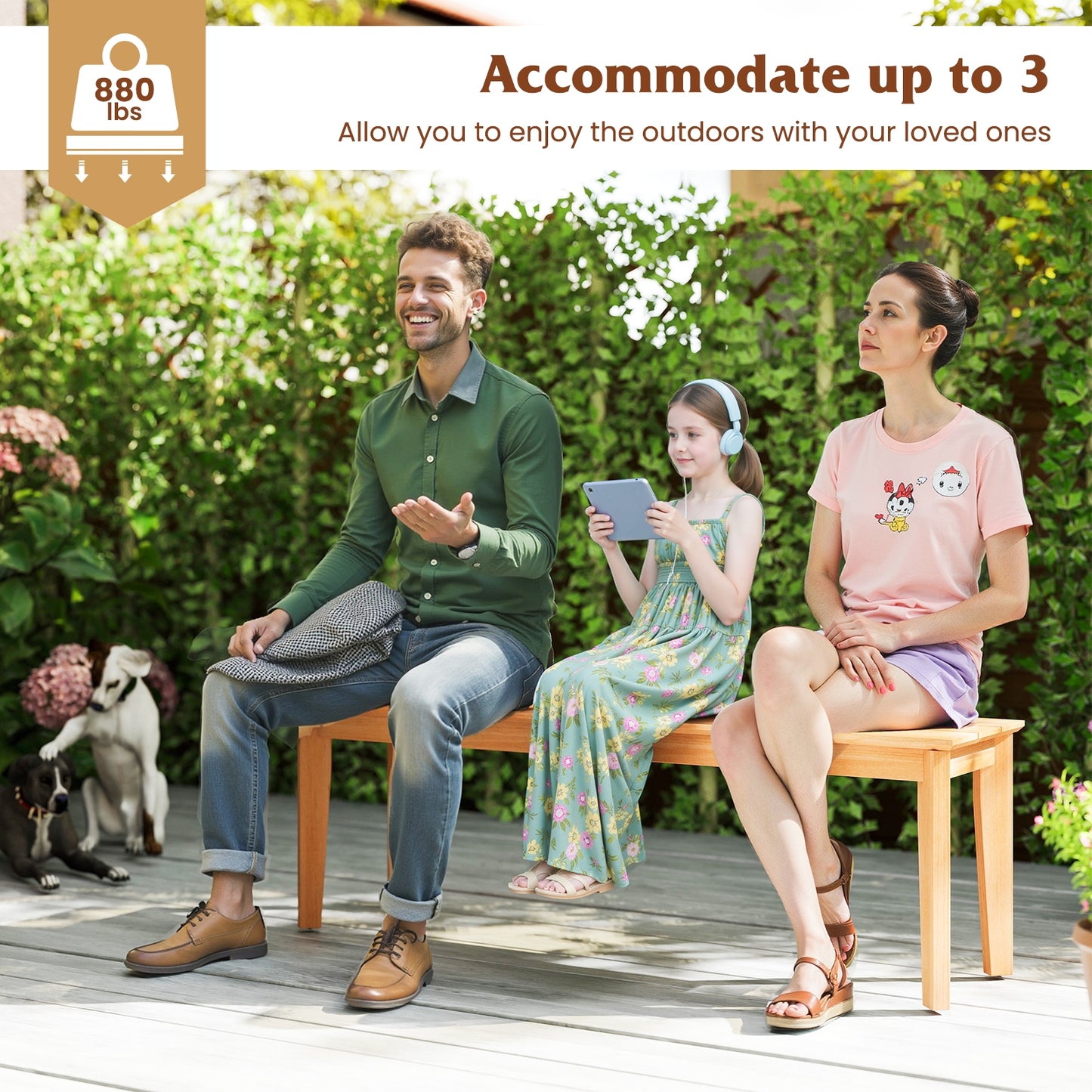 55 Inches Outdoor Teak Wood Bench with 880 LBS Weight Capacity, Natural Outdoor Benches at Gallery Canada