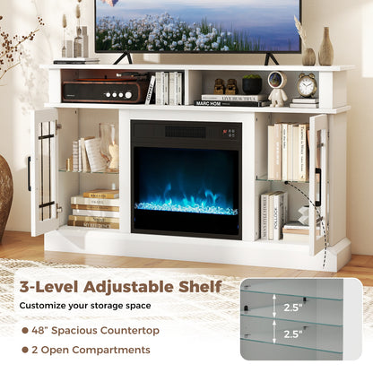 TV Stand With Electric Fireplace, LED Lights, Remote, For 40 Inch TVs, White Fireplaces at Gallery Canada