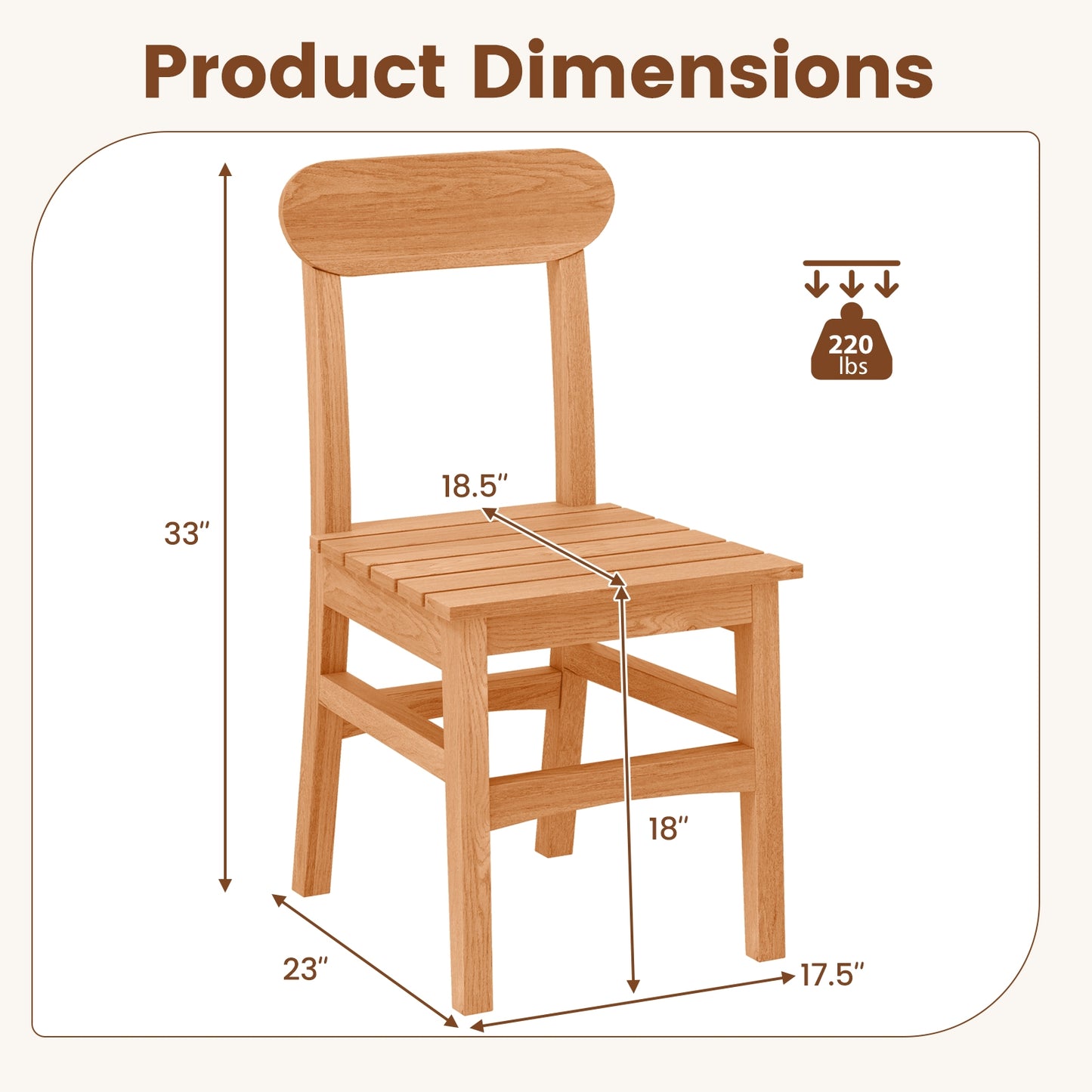 Patio Teak Wood Chair, Natural Patio Dining Chairs at Gallery Canada