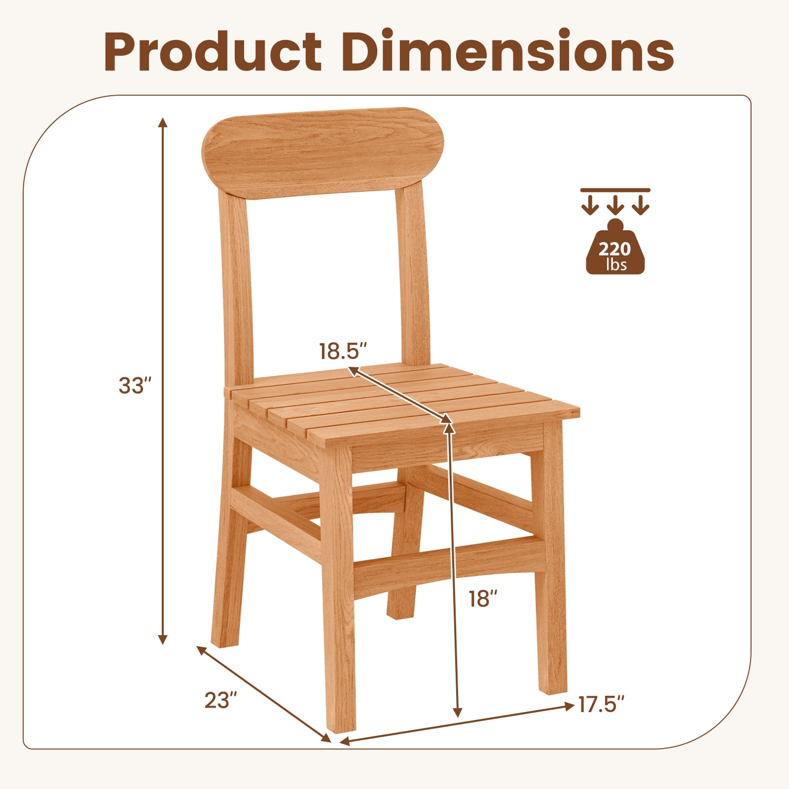 Patio Teak Wood Chair, Natural Patio Dining Chairs at Gallery Canada