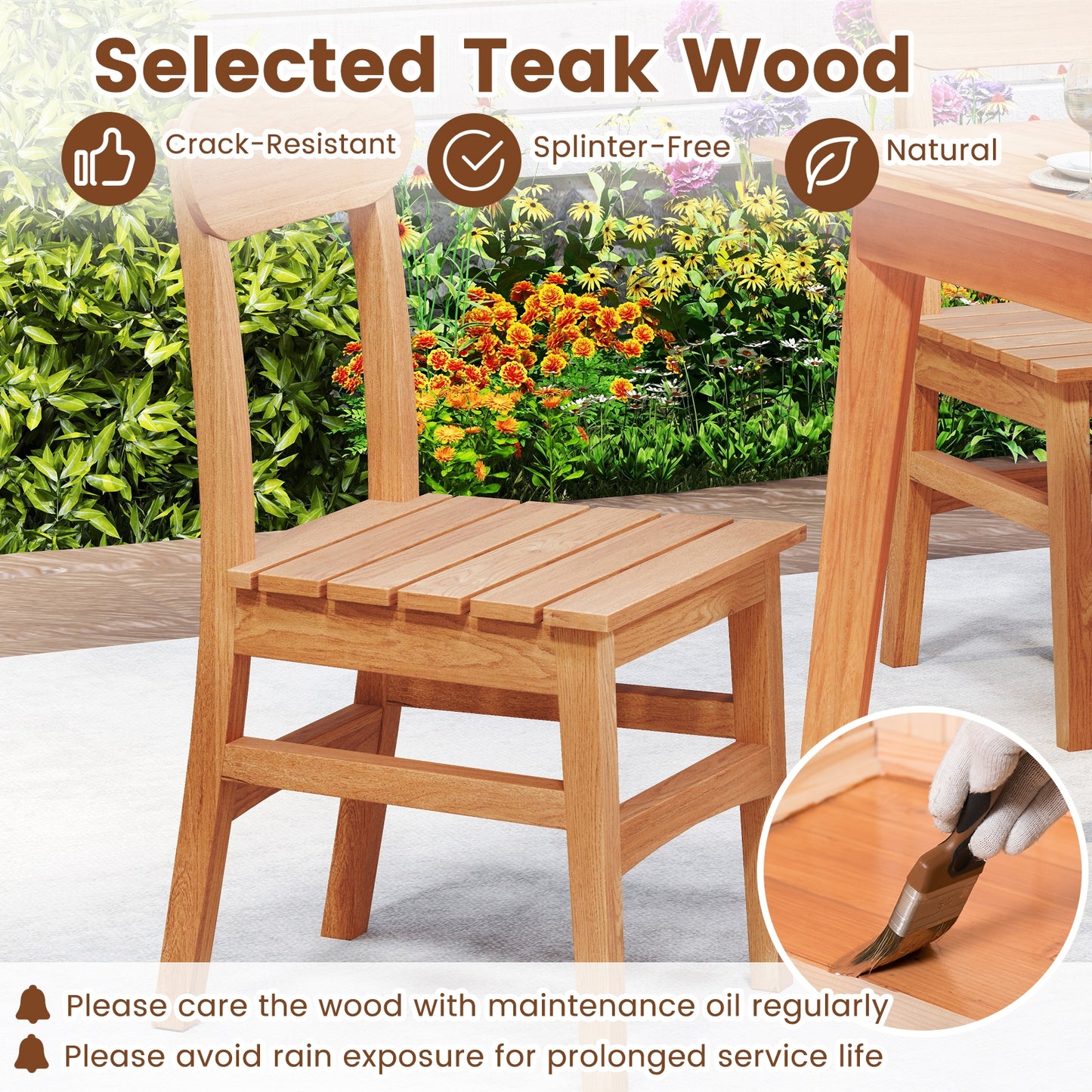 Patio Teak Wood Chair, Natural Patio Dining Chairs at Gallery Canada