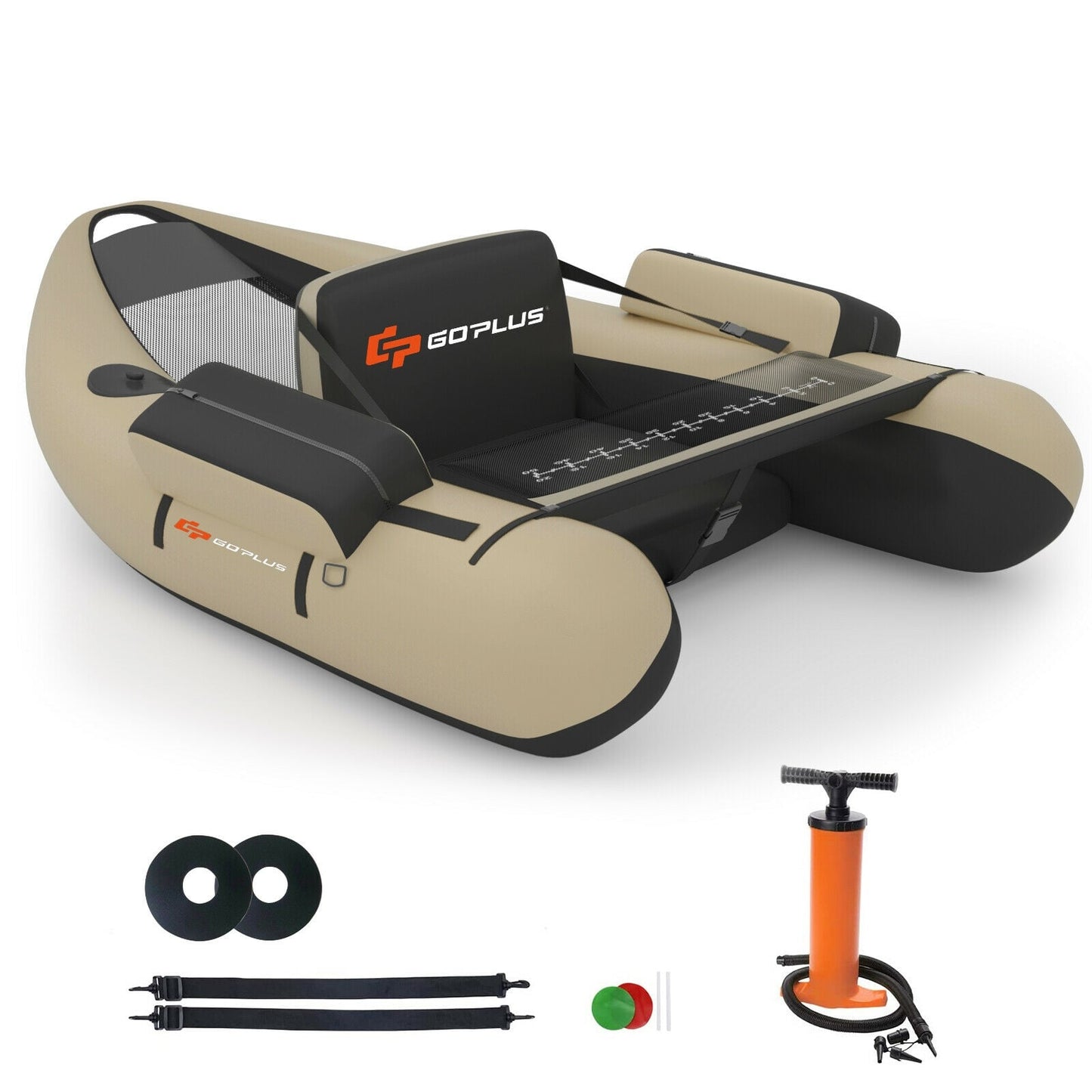 Inflatable Fishing Float Tube, With Pump Storage Pockets And Fish Ruler, Beige Surfing Beige at Gallery Canada