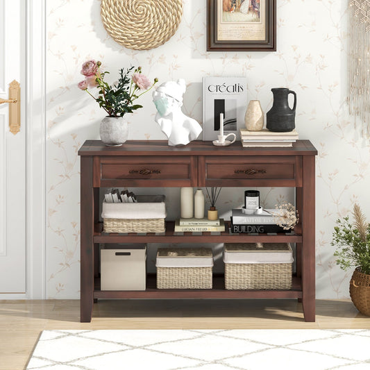 3-tier Console Table with 2 Drawers for Living Room Entryway - Gallery Canada