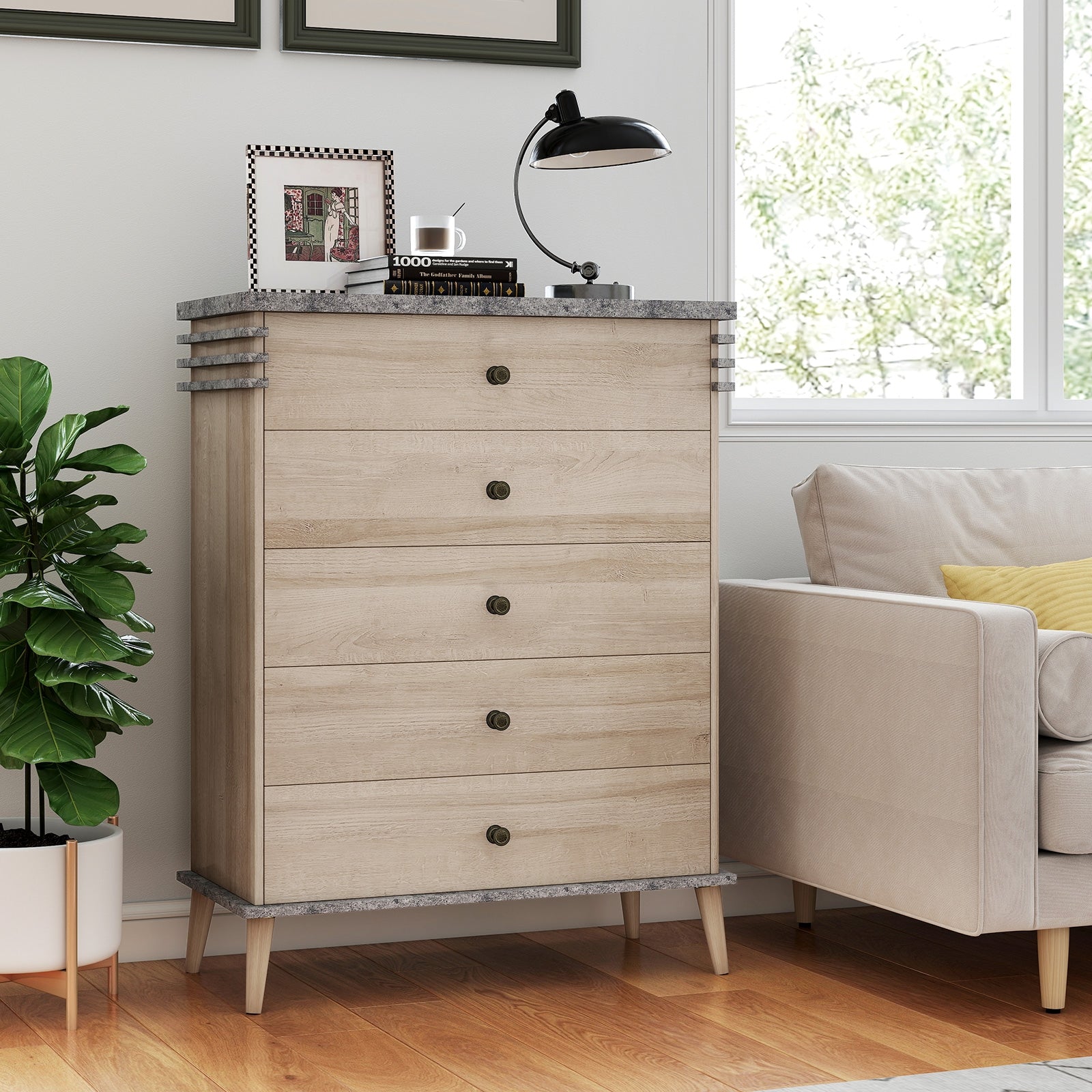 Farmhouse Chest Dresser of Drawers Tall Storage Organizer-Grey, Gray Dressers & Chests at Gallery Canada