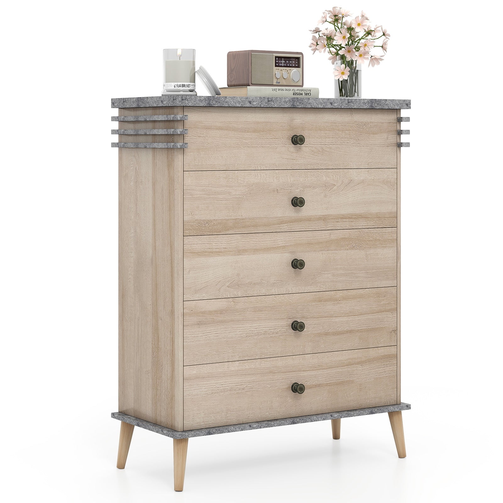 Farmhouse Chest Dresser of Drawers Tall Storage Organizer-Grey, Gray Dressers & Chests at Gallery Canada