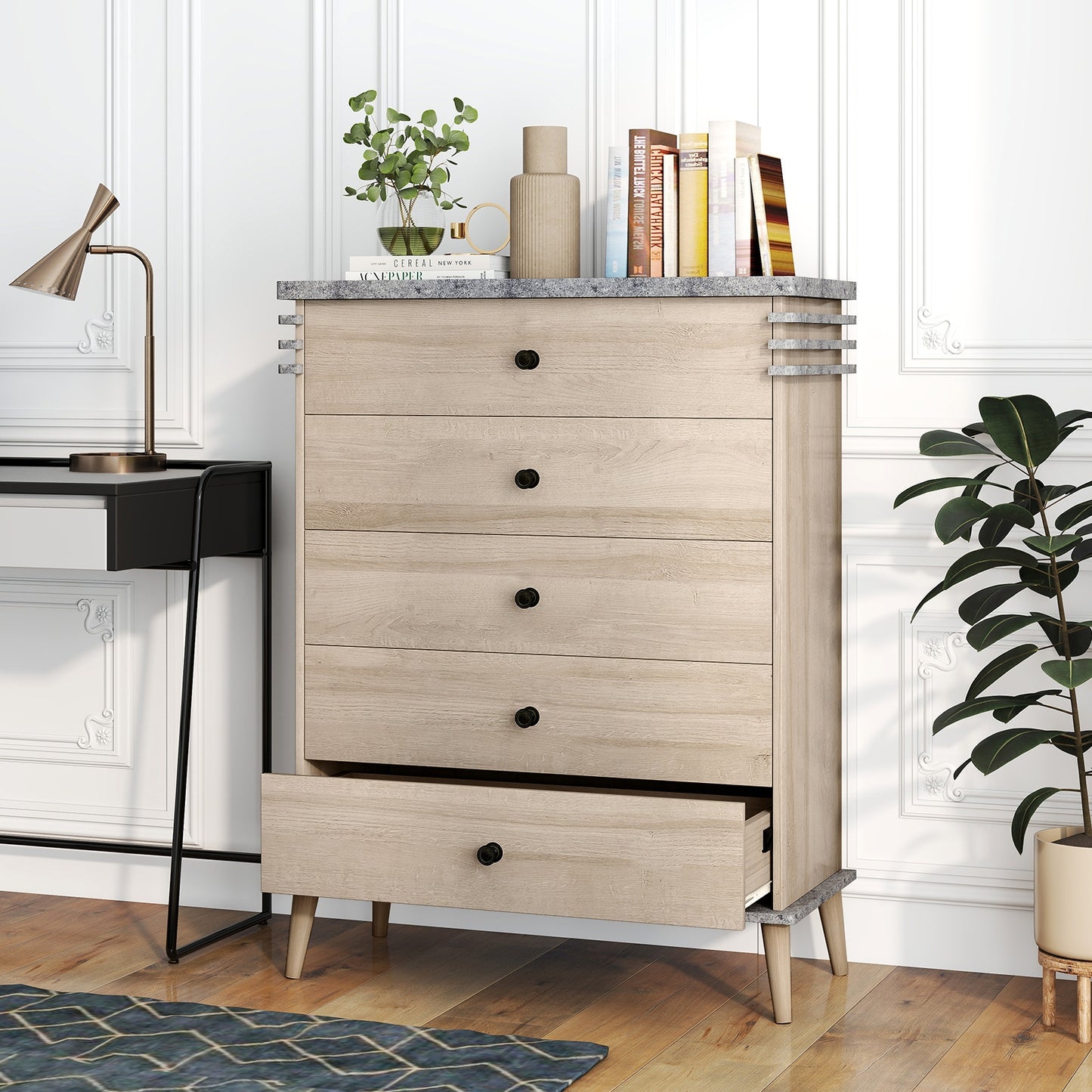 Farmhouse Chest Dresser of Drawers Tall Storage Organizer-Grey, Gray Dressers & Chests at Gallery Canada