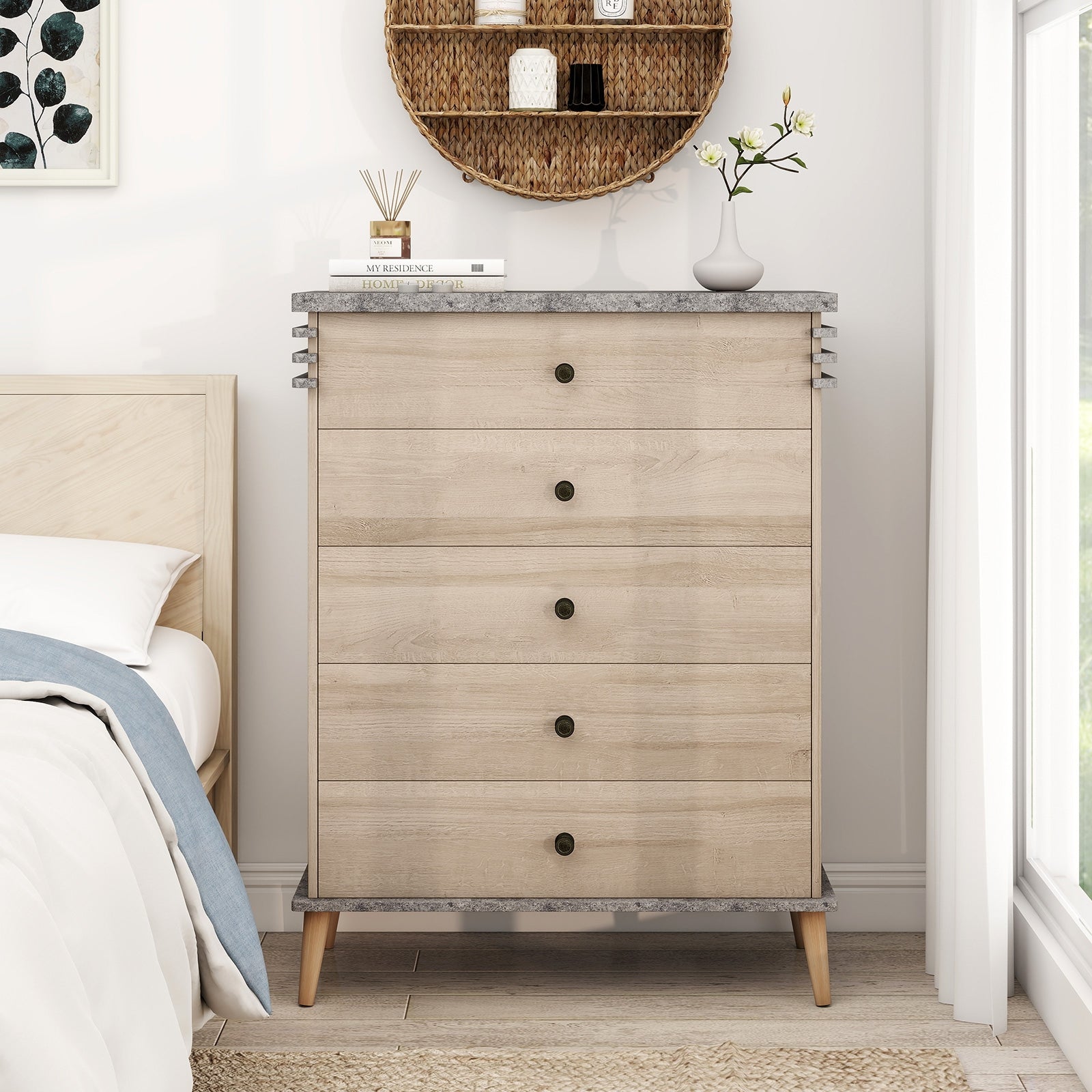 Farmhouse Chest Dresser of Drawers Tall Storage Organizer-Grey, Gray Dressers & Chests at Gallery Canada