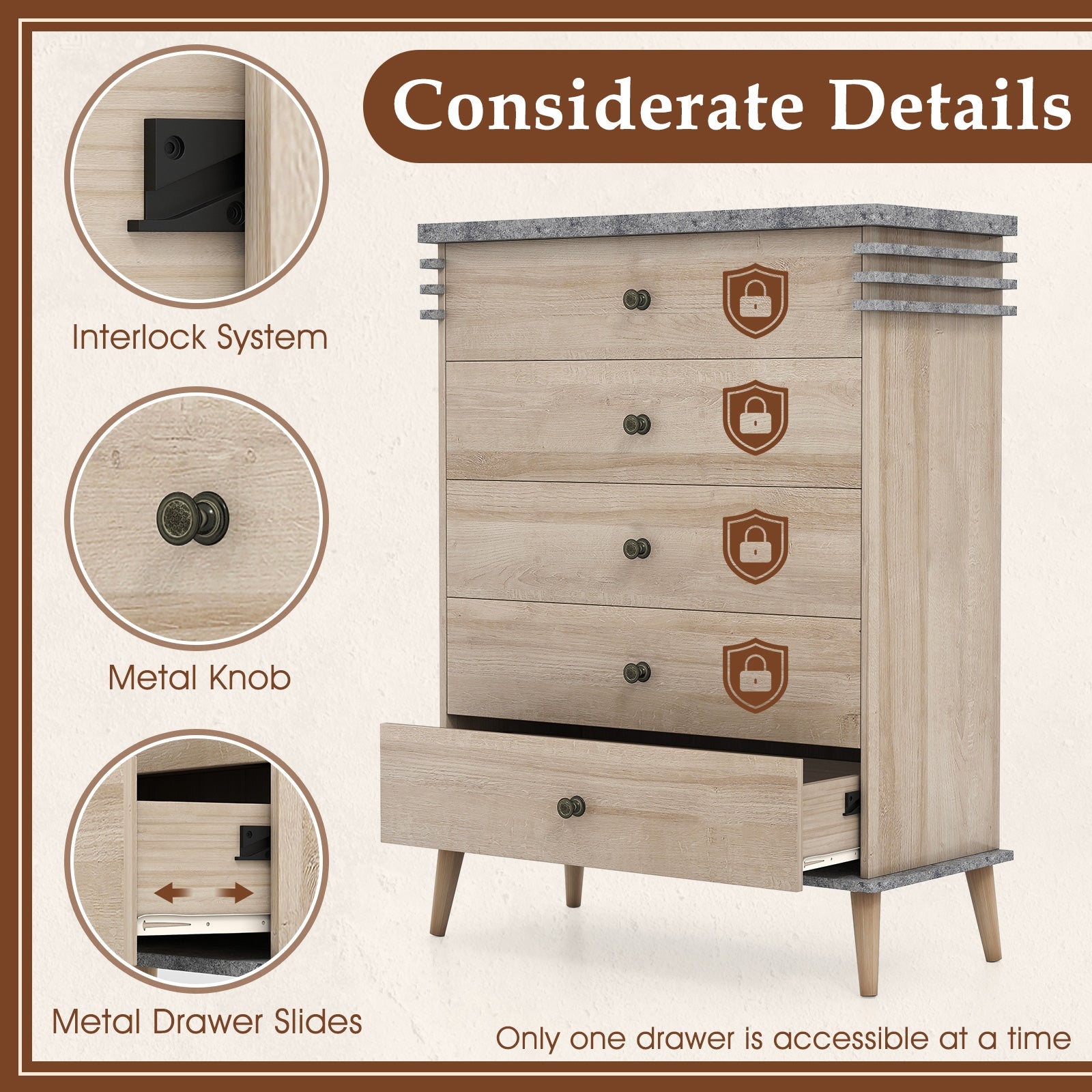 Farmhouse Chest Dresser of Drawers Tall Storage Organizer-Grey, Gray Dressers & Chests at Gallery Canada