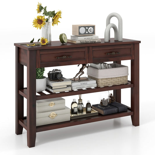 3-tier Console Table with 2 Drawers for Living Room Entryway - Gallery Canada